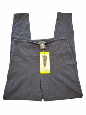 Max & Mia Women's High Waist French Terry Legging Heather Navy Small NEW Stretch